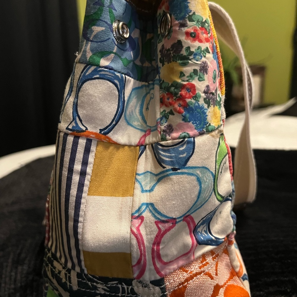Multi Colored Patchwork Coach Bag - image 8